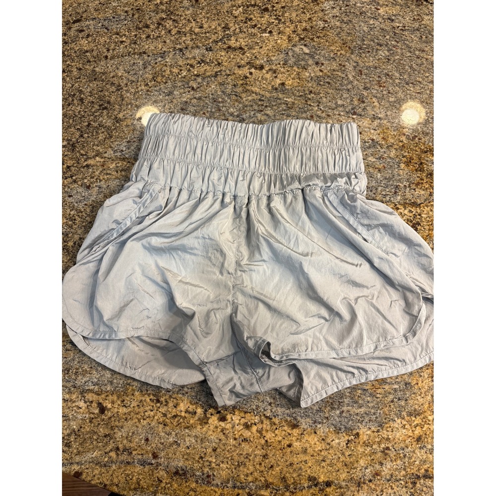 Free People FP Movement Shorts Grey High Rise Smocked Waist Womens M Athletic